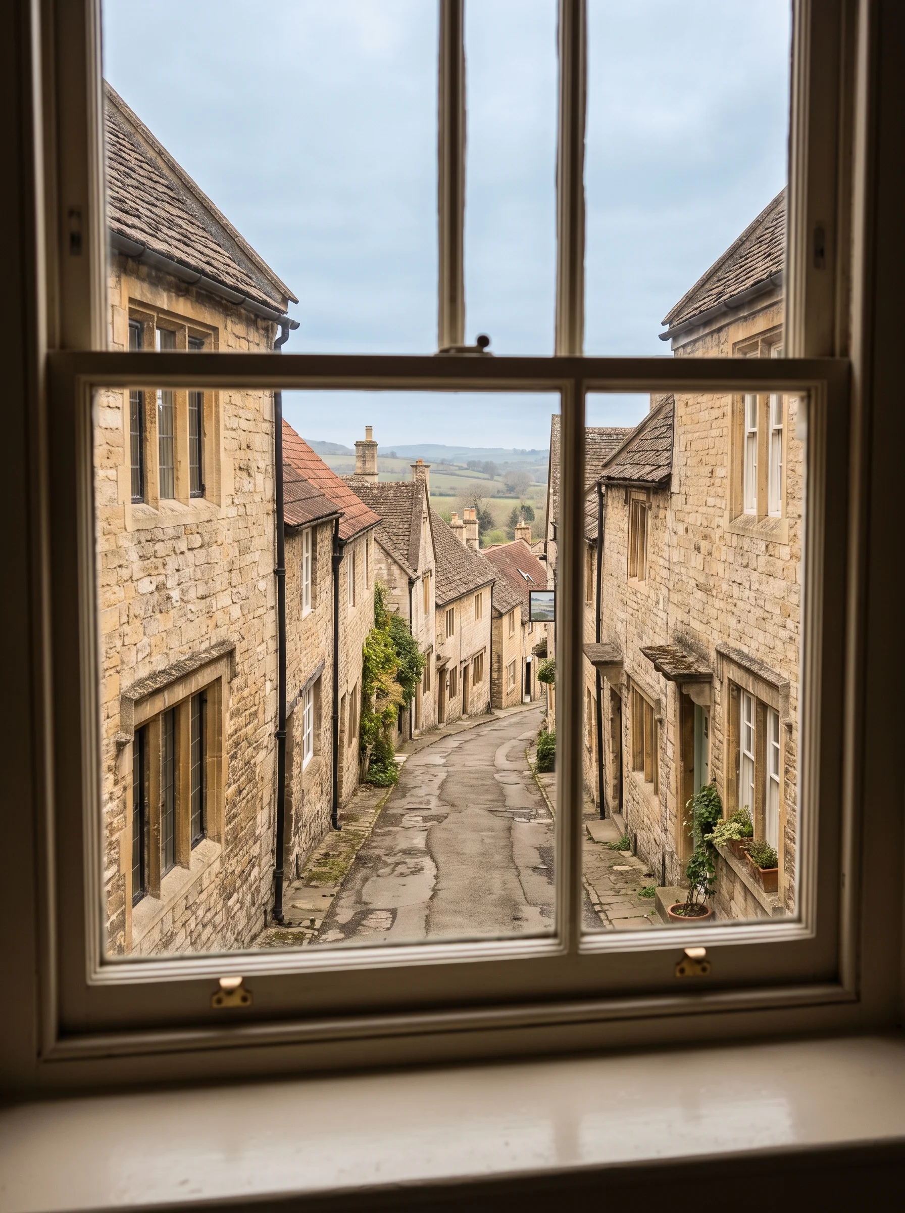 The view down the lane from the first-floor surgery window